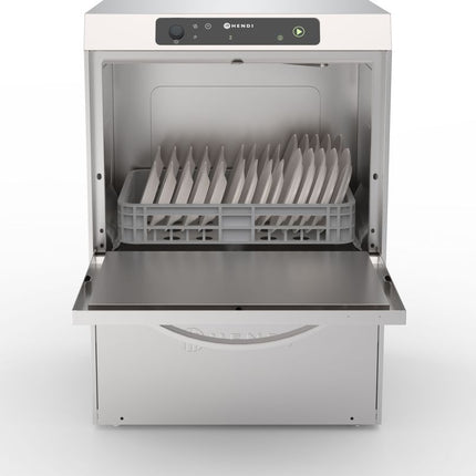 HENDI Geschirrspüler 40x40 –  elektronische Steuerung – Profi Line – 230 V / 2970 W – Silber – 473 × 513 × H 689 mm  – Produktansicht