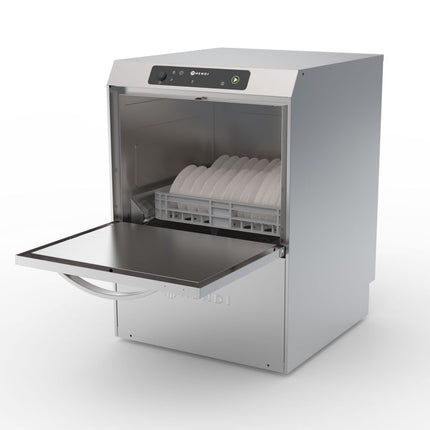 HENDI Geschirrspüler 40x40 –  elektronische Steuerung – Profi Line – 230 V / 2970 W – Silber – 473 × 513 × H 689 mm  – Weitere Produktansicht