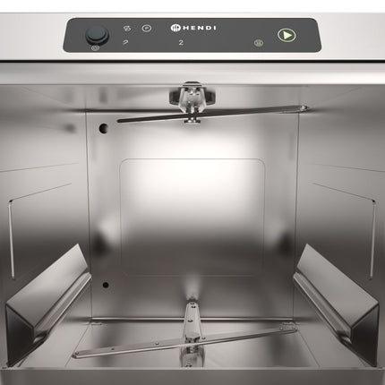 HENDI Geschirrspüler 40x40 –  elektronische Steuerung – Profi Line – 230 V / 2970 W – Silber – 473 × 513 × H 689 mm  – Detailansicht
