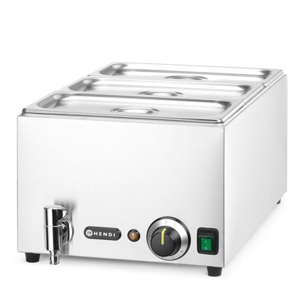 HENDI Wasserbad-Set mit Ablasshahn Ranger – GN 1 / 1 – 230 V / 1000 W – 605 × 332 × H 242 mm – Weitere Produktansicht
