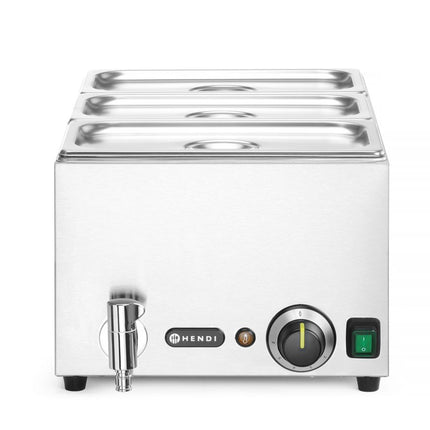 HENDI Wasserbad-Set mit Ablasshahn Ranger – GN 1 / 1 – 230 V / 1000 W – 605 × 332 × H 242 mm – Produktansicht