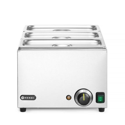 HENDI Set: Bain-Marie Ranger + 3x GN 1 / 3 Behälter mit Deckel – 230 V / 1000 W – 590 × 332 × H 242 mm – Produktansicht