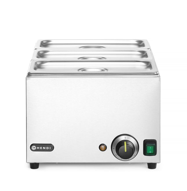 HENDI Set: Bain-Marie Ranger + 3x GN 1 / 3 Behälter mit Deckel – 230 V / 1000 W – 590 × 332 × H 242 mm – Produktansicht