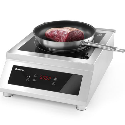 HENDI Induktionskocher Modell 5000 D – Profi Line – 400 V / 5000 W – 398 × 525 × 175 mm – weitere Produktansicht