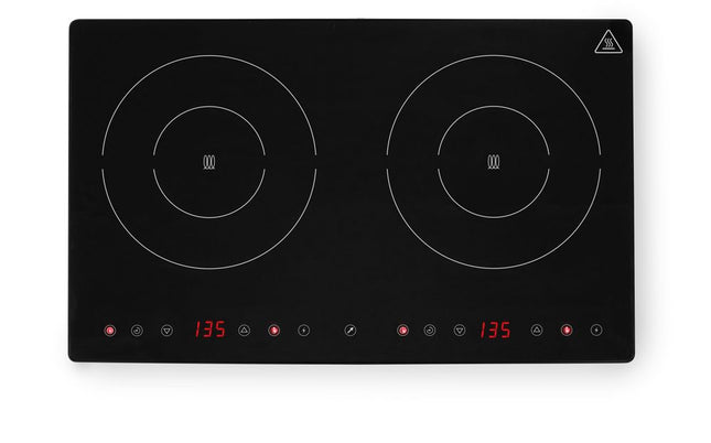 HENDI Induktionskocher doppelt – Kitchen Line – 230 V / 3500 W – 608 × 405 × 54 mm – Produktansicht