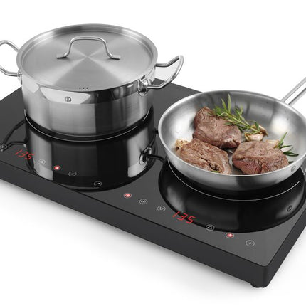 HENDI Induktionskocher doppelt – Kitchen Line – 230 V / 3500 W – 608 × 405 × 54 mm – weitere Produktansicht