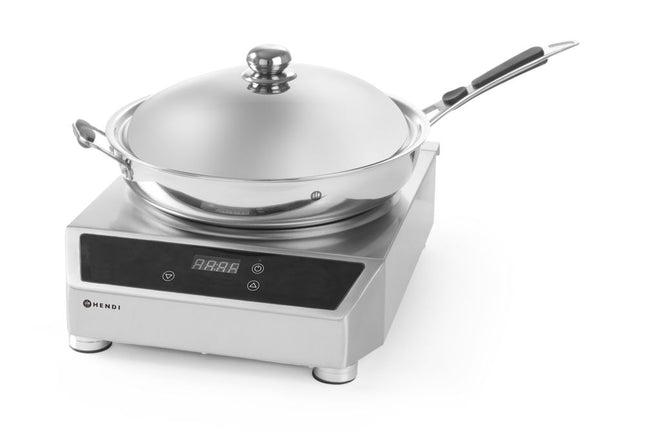 HENDI Induktionswok Modell 3500 – Profi Line – Induktionswok+Pfanne – 230 V / 3500 W – 340 × 450 × 295 mm – Produktansicht