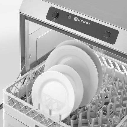 HENDI Geschirrspüler 50x50 –  elektronische Steuerung – Profi Line – 400 V / 4900 W – Silber – 582 × 610 × H 822 mm  – Detailansicht 3