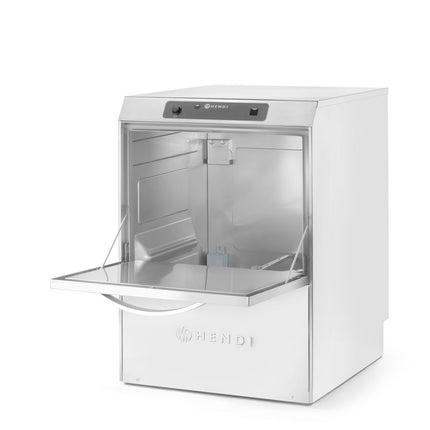 HENDI Geschirrspüler 50x50 –  elektronische Steuerung – Profi Line – 400 V / 4900 W – Silber – 582 × 610 × H 822 mm  – Detailansicht