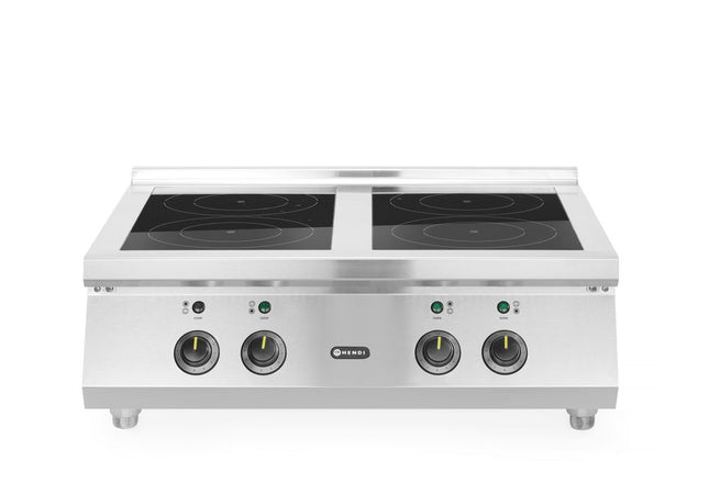 HENDI Induktionsherd –  4 Kochfelder – 400 V / 17000 W – 800 × 700 × H 311 mm – Produktansicht
