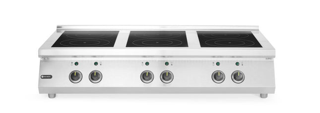 HENDI Induktionsherd –  6 Kochfelder – 3x3.5 kW hobs & 3x5 kW hobs – 400 V / 25500 W – 1200 × 700 × H 311 mm  – Produktansicht