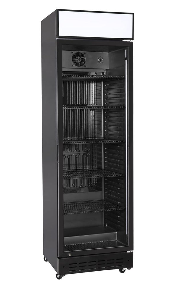 Arktic Bar-Kühlschrank eintürig – Baldachin mit LED-Beleuchtung und Schalter – 274 l – 230 V / 250 W – Schwarz – 600 × 577 × H 2029 mm  – Produktansicht
