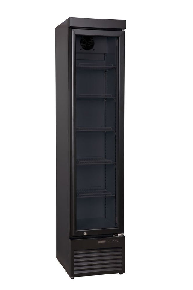 Arktic Kühlvitrine SLIM – 157 l – 230 V / 190 W – Schwarz – 420 × 535 × H 1880 mm  – Produktansicht