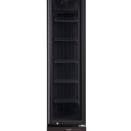Arktic Tiefkühlvitrine SLIM – 117 l – 230 V / 350 W – Schwarz – 420 × 600 × H 1880 mm  – Produktansicht