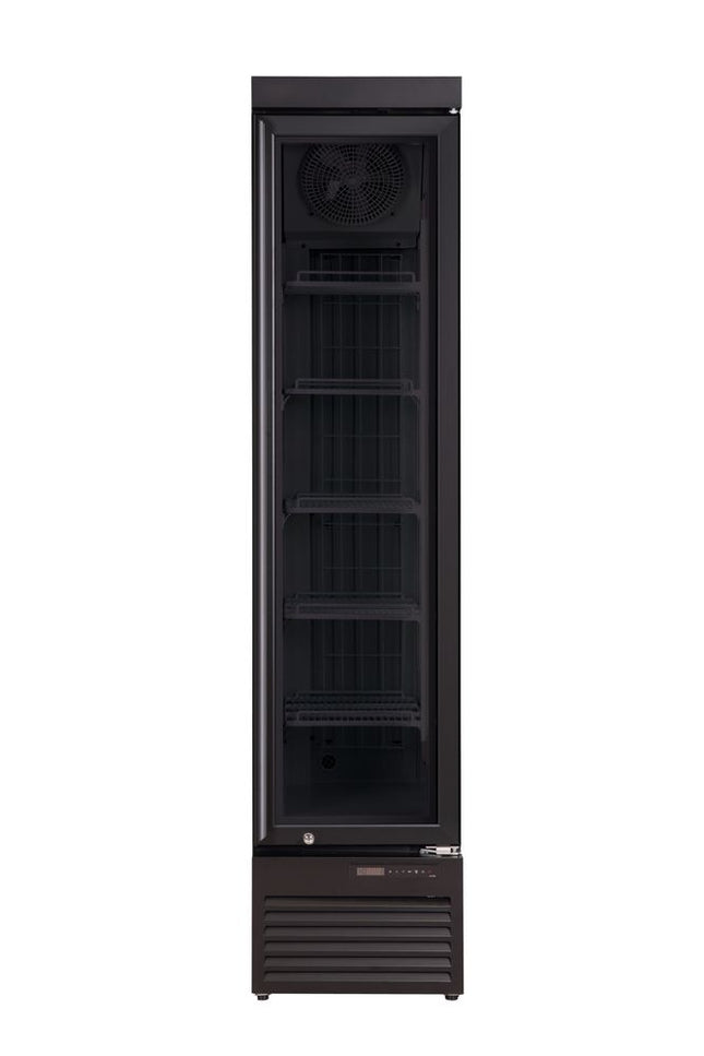 Arktic Tiefkühlvitrine SLIM – 117 l – 230 V / 350 W – Schwarz – 420 × 600 × H 1880 mm  – Produktansicht