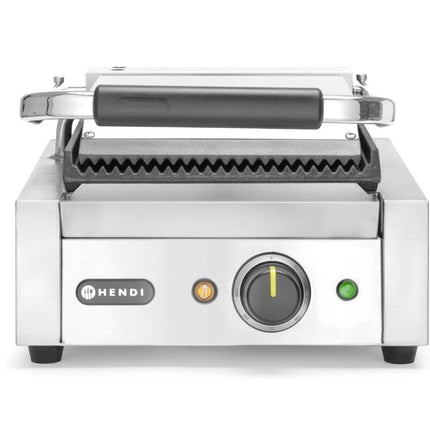 HENDI Kontaktgrill - Einzelversion – oben und unten gerillt – 230 V / 1800 W – 310 × 375 × 216 mm – Produktansicht