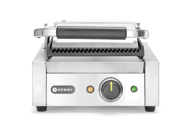 HENDI Kontaktgrill - Einzelversion – oben und unten gerillt – 230 V / 1800 W – 310 × 375 × 216 mm – Produktansicht