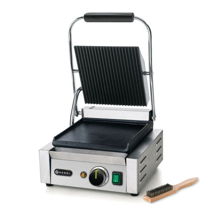 HENDI Kontaktgrill - Einzelversion – oben gerillt – unten glatt – 230 V / 1800 W – 310 × 375 × 216 mm – weitere Produktansicht