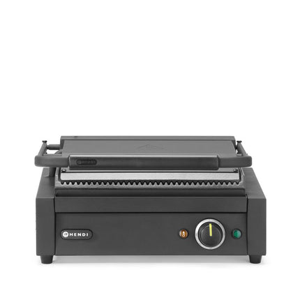 HENDI Kontaktgrill Panini – 220-240 V / 2200 W – Schwarz – 430 × 375 × H 216 mm – Produktansicht