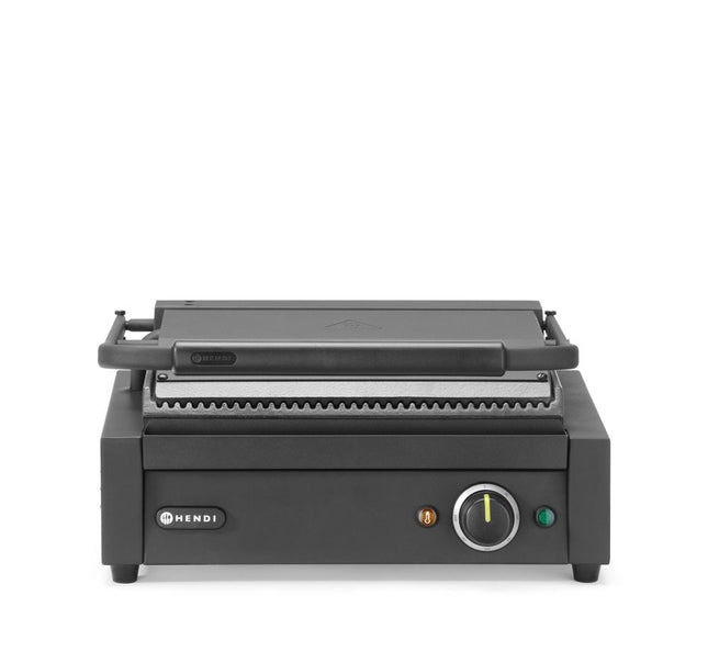 HENDI Kontaktgrill Panini – 220-240 V / 2200 W – Schwarz – 430 × 375 × H 216 mm – Produktansicht