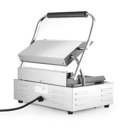 HENDI Kontaktgrill Panini – Silber – 220-240 V / 2200 W – 430 × 375 × 216 mm – weitere Produktansicht