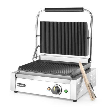 HENDI Kontaktgrill Panini – Silber – 220-240 V / 2200 W – 430 × 375 × 216 mm – weitere Produktansicht