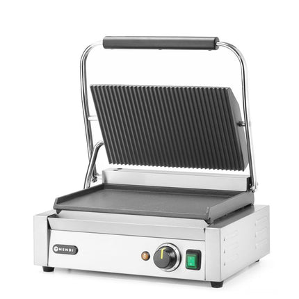 HENDI Kontaktgrill - Panini – oben gerillt – unten glatt – 230 V / 2200 W – 430 × 375 × 216 mm – weitere Produktansicht