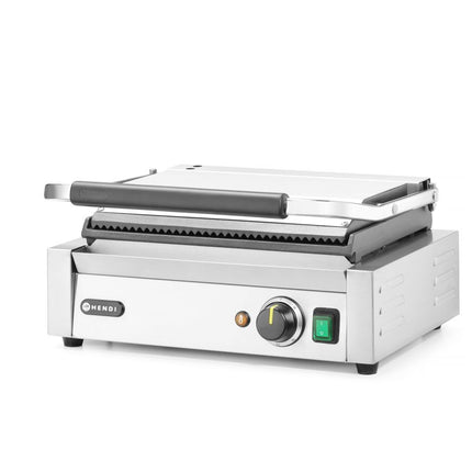 HENDI Kontaktgrill - Panini – oben gerillt – unten glatt – 230 V / 2200 W – 430 × 375 × 216 mm – weitere Produktansicht