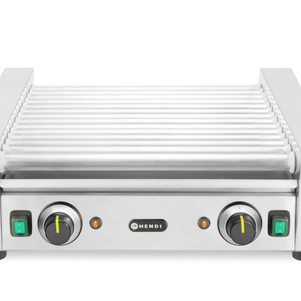 HENDI Rollengrill –  2 Zonen – 230 V / 1230 W – 14 Rollen – 566 × 640 × H 192 mm – Produktansicht