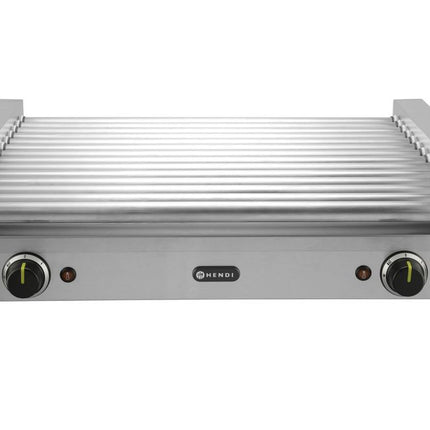 HENDI Rollengrill XL - 2 Zonen – 230 V / 2000 W – 14 Rollen – Rechteckig – Silber – 732 × 590 × H 168 mm – Detailansicht