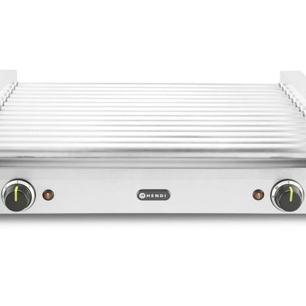 HENDI Rollengrill XL - 2 Zonen – 230 V / 2000 W – 14 Rollen – Rechteckig – Silber – 732 × 590 × H 168 mm – Weitere Produktansicht
