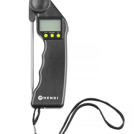 HENDI Digitales Thermometer mit klappbarer Sonde – Schwarz – 160 × 55 × H 20 mm – Produktansicht