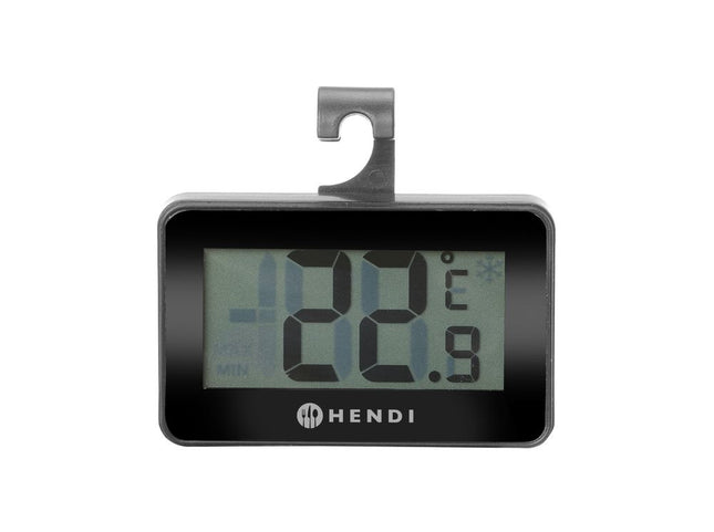 HENDI Kühlschrankthermometer –  digital – Schwarz – 67 × 62 × H 12 mm  – Produktansicht