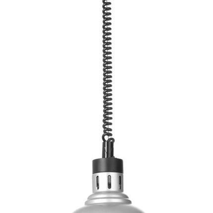 HENDI Höhenverstellbare Wärmelampe –  kuppelförmig – 230 V / 250 W – Silber – Ø 250 × H 207 mm – Produktansicht
