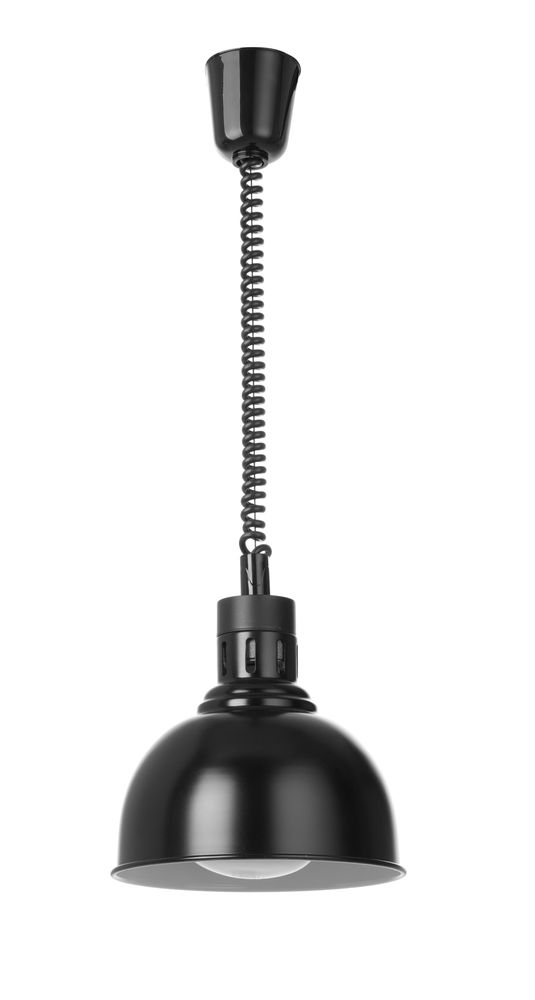 HENDI Höhenverstellbare Wärmelampe –  kuppelförmig – 230 V / 250 W – Schwarz – Ø 250 × H 207 mm – Produktansicht