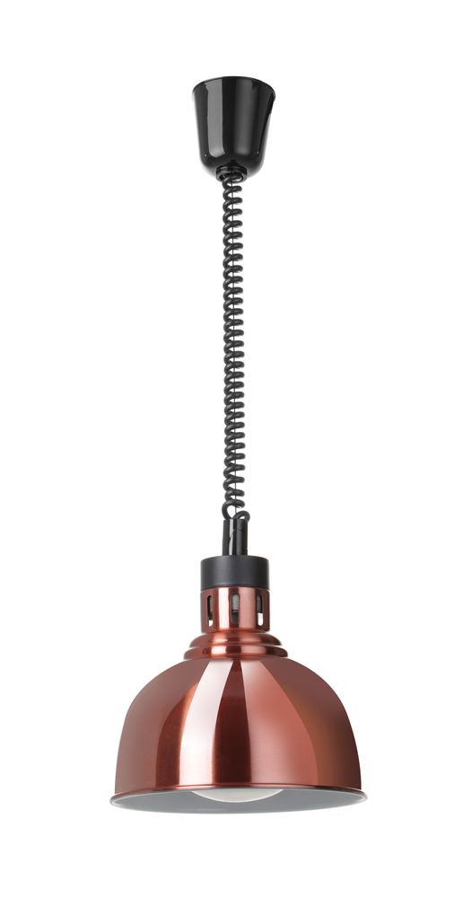 HENDI Höhenverstellbare Wärmelampe –  kuppelförmig – 230 V / 250 W – Kupfer – Ø 250 × H 207 mm – Produktansicht