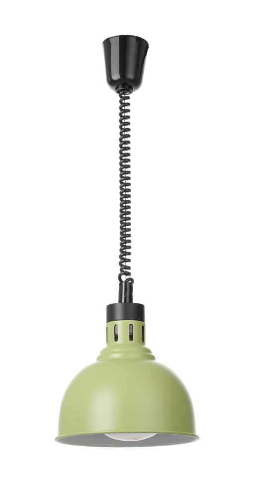 HENDI Höhenverstellbare Wärmelampe –  kuppelförmig – 230 V / 250 W – Grün – Ø 250 × H 207 mm – Produktansicht