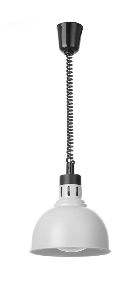 HENDI Höhenverstellbare Wärmelampe –  kuppelförmig – 230 V / 250 W – Weiß – Ø 250 × H 207 mm – Produktansicht