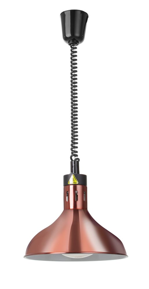 HENDI Höhenverstellbare Wärmelampe –  glockenförmig – 230 V / 250 W – Kupfer – Ø 295 × H 207 mm – Produktansicht