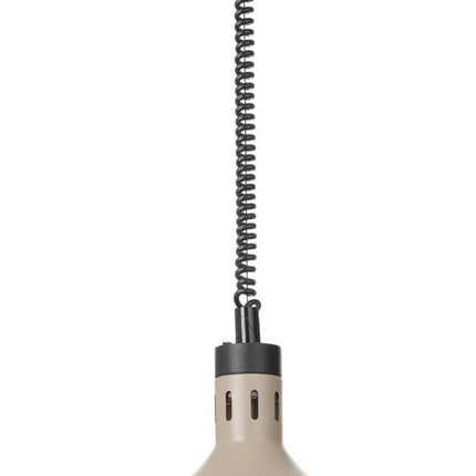 HENDI Höhenverstellbare Wärmelampe –  glockenförmig – 230 V / 250 W – Beige – Ø 295 × H 207 mm – Produktansicht