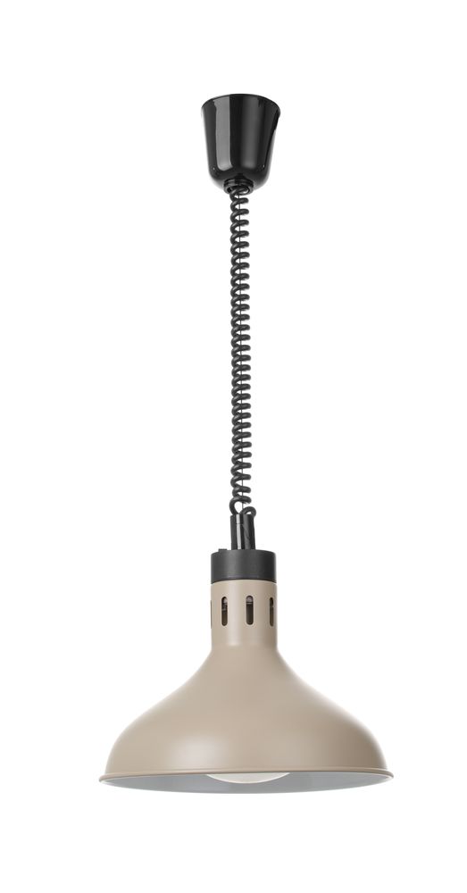 HENDI Höhenverstellbare Wärmelampe –  glockenförmig – 230 V / 250 W – Beige – Ø 295 × H 207 mm – Produktansicht