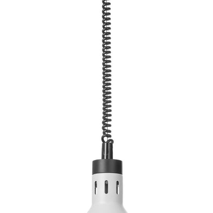 HENDI Höhenverstellbare Wärmelampe –  glockenförmig – 230 V / 250 W – Weiß – Ø 295 × H 207 mm – Produktansicht