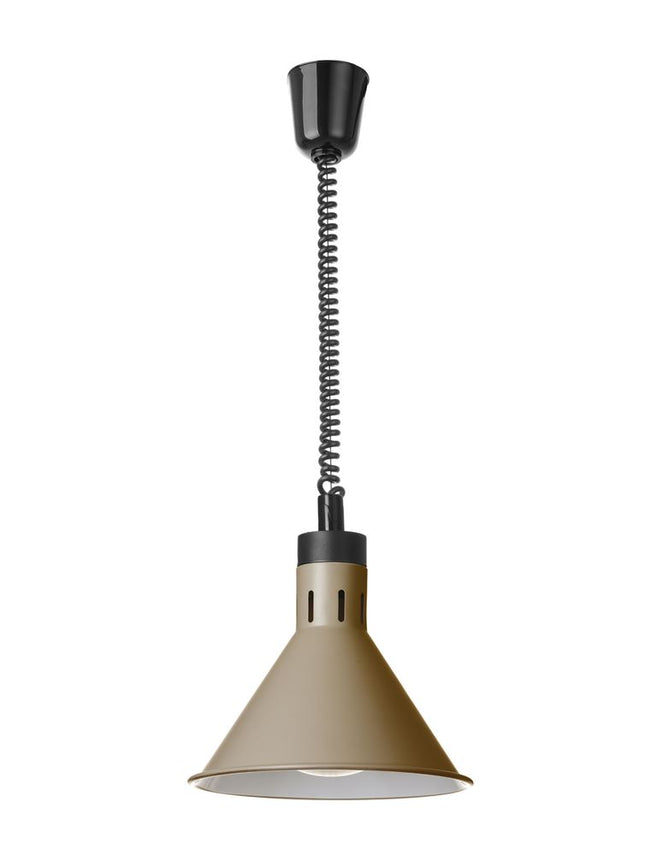 HENDI Höhenverstellbare Wärmelampe –  konisch – 230 V / 375 W – Beige – Ø 275 × H 250 mm – Produktansicht
