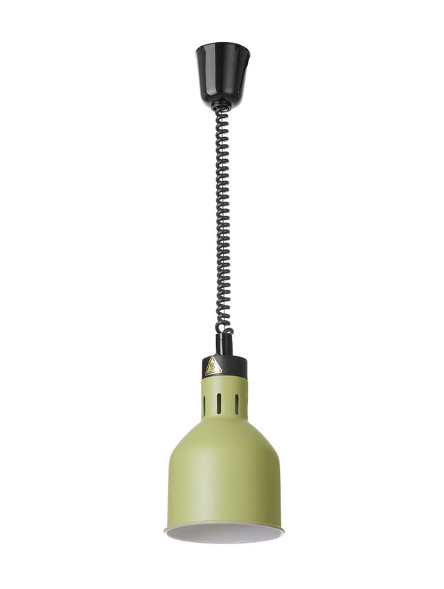 HENDI Höhenverstellbare Wärmelampe –  zylinderförmig – 230 V / 375 W – Grün – Ø 175 × H 250 mm – Produktansicht
