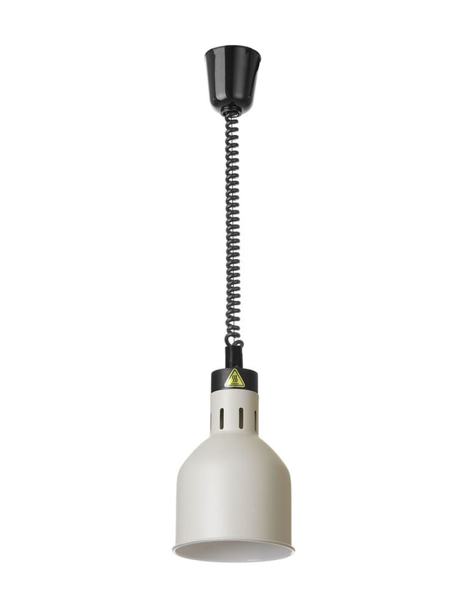 HENDI Höhenverstellbare Wärmelampe –  zylinderförmig – 230 V / 375 W – Weiß – Ø 175 × H 250 mm – Produktansicht