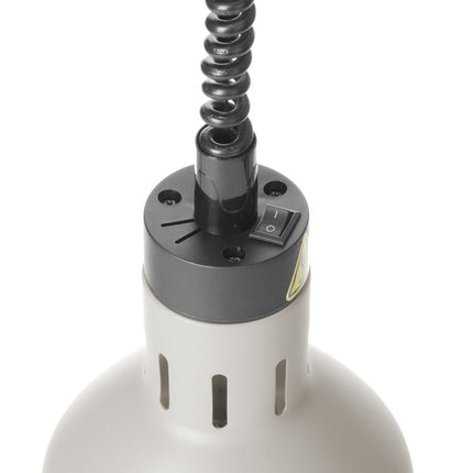 HENDI Höhenverstellbare Wärmelampe –  zylinderförmig – 230 V / 375 W – Weiß – Ø 175 × H 250 mm – Detailansicht