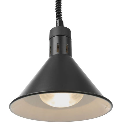 HENDI Höhenverstellbare Wärmelampe – konisch – Schwarz – 230 V / 375 W – Ø 275 × H 250 mm – weitere Produktansicht