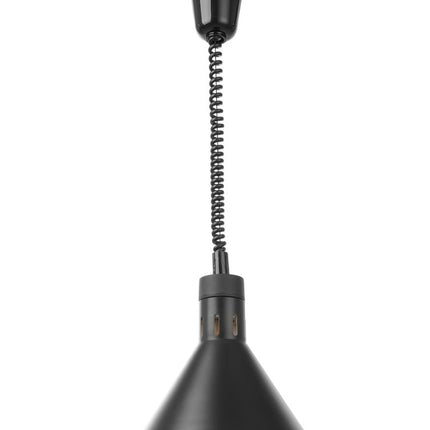 HENDI Höhenverstellbare Wärmelampe – konisch – Schwarz – 230 V / 375 W – Ø 275 × H 250 mm – Produktansicht