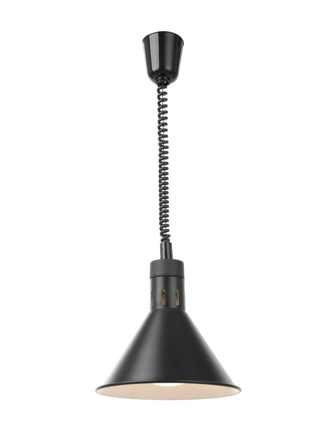 HENDI Höhenverstellbare Wärmelampe – konisch – Schwarz – 230 V / 375 W – Ø 275 × H 250 mm – Produktansicht