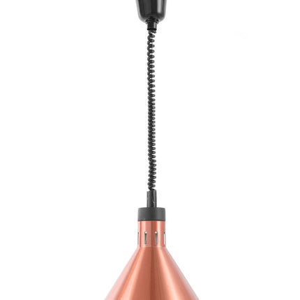HENDI Höhenverstellbare Wärmelampe – konisch – Kupfer – 230 V / 375 W – Ø 275 × H 250 mm – Produktansicht